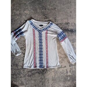 Earl Jeans Womens Super Soft Cross Stitch Long Sleeve Tunic Top Size Small